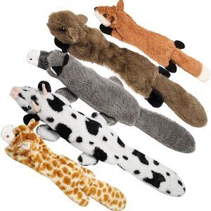 Dog Squeaky Toys, 5 PCS Crinkle Plush Dog Toys, No Stuffing Dog Toys for Small M